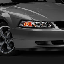 Raxiom 99-04 Ford Mustang Dual LED Halo Projector Headlights- Chrome Housing (Clear Lens) - 49114