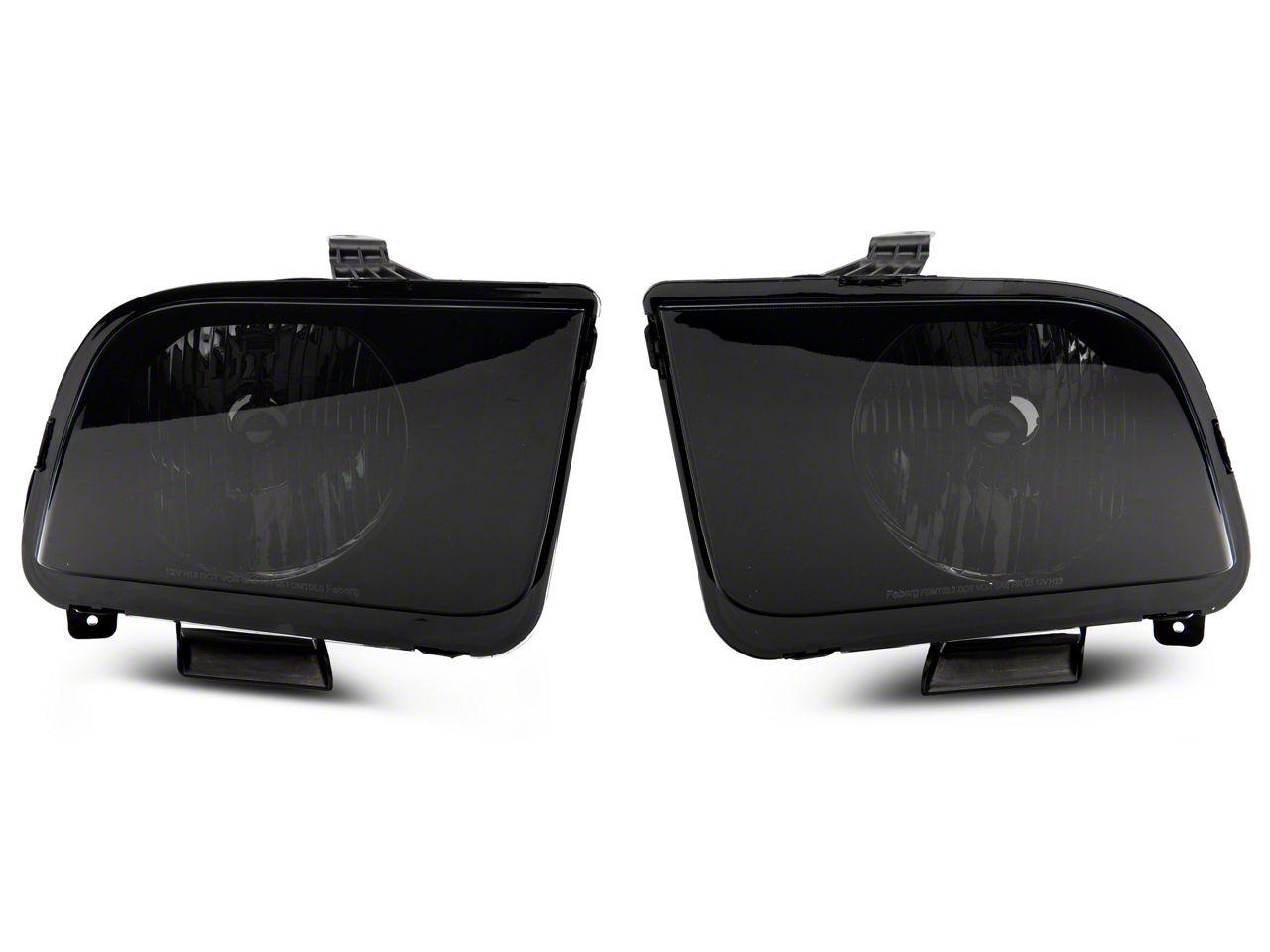 Raxiom Axial Series Oem Style Replacement Headlights; Chrome Housing; Smoked Lens (2005-2009 Mustang GT, Mustang Base, Mustang Bullitt, Mustang Shelby GT) - 413415