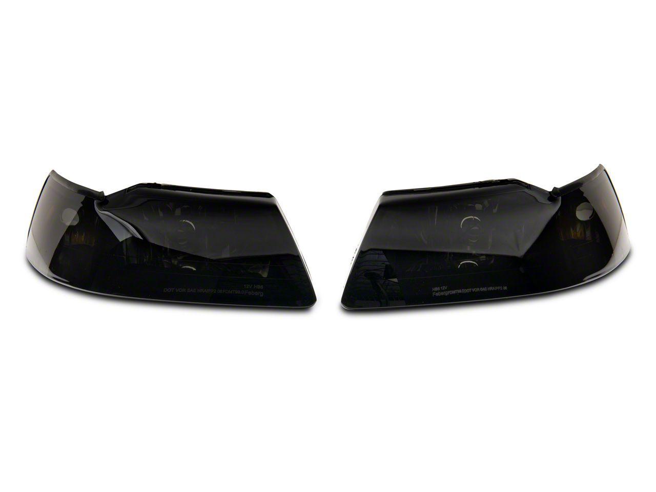 Raxiom Axial Series Oem Style Replacement Headlights; Black Housing; Smoked Lens (1999-2004 Mustang) - 413420