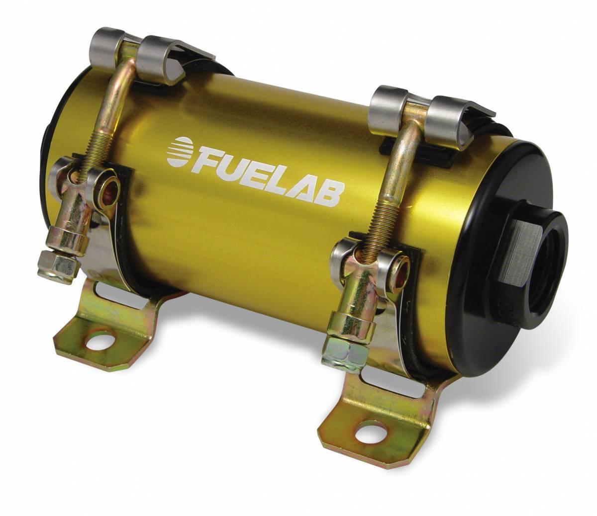 Fuelab High Flow Carbureted In Line Fuel Pump Rated Up To 2000HP Street/Strip Speed Adjustable DC Brushless Fuel Pump External Bypass Gold - 41404-5
