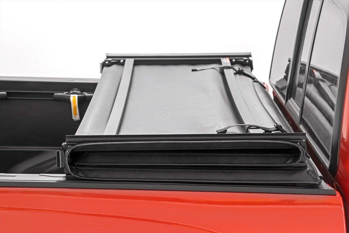 Rough Country Soft Tri-Fold Bed Cover With & W/O OE Rails 6 Foot 7 Inch Bed Toyota Tundra (07-21) (2007-2013 Tundra) - 41419650A