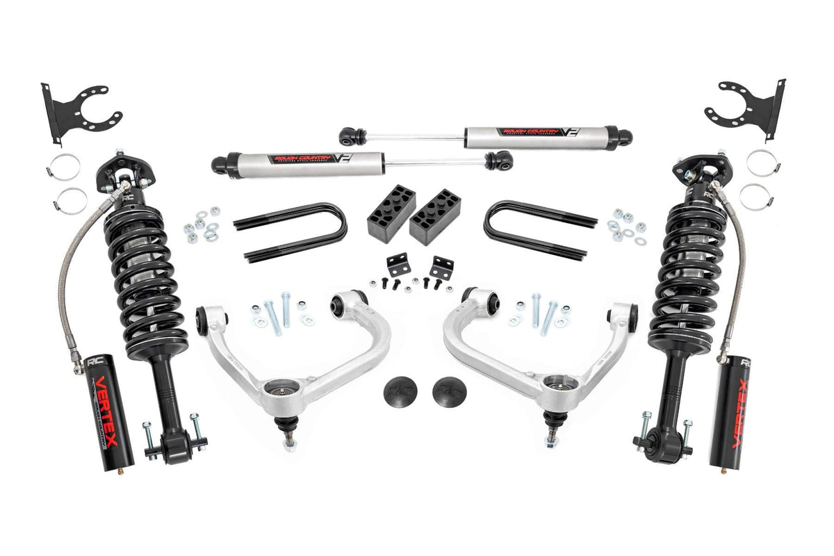 Rough Country 3 Inch Lift Kit Bolt On w/Vertex and V2 Shocks Rough Country (2021-2025 F-150 4WD) - 41457
