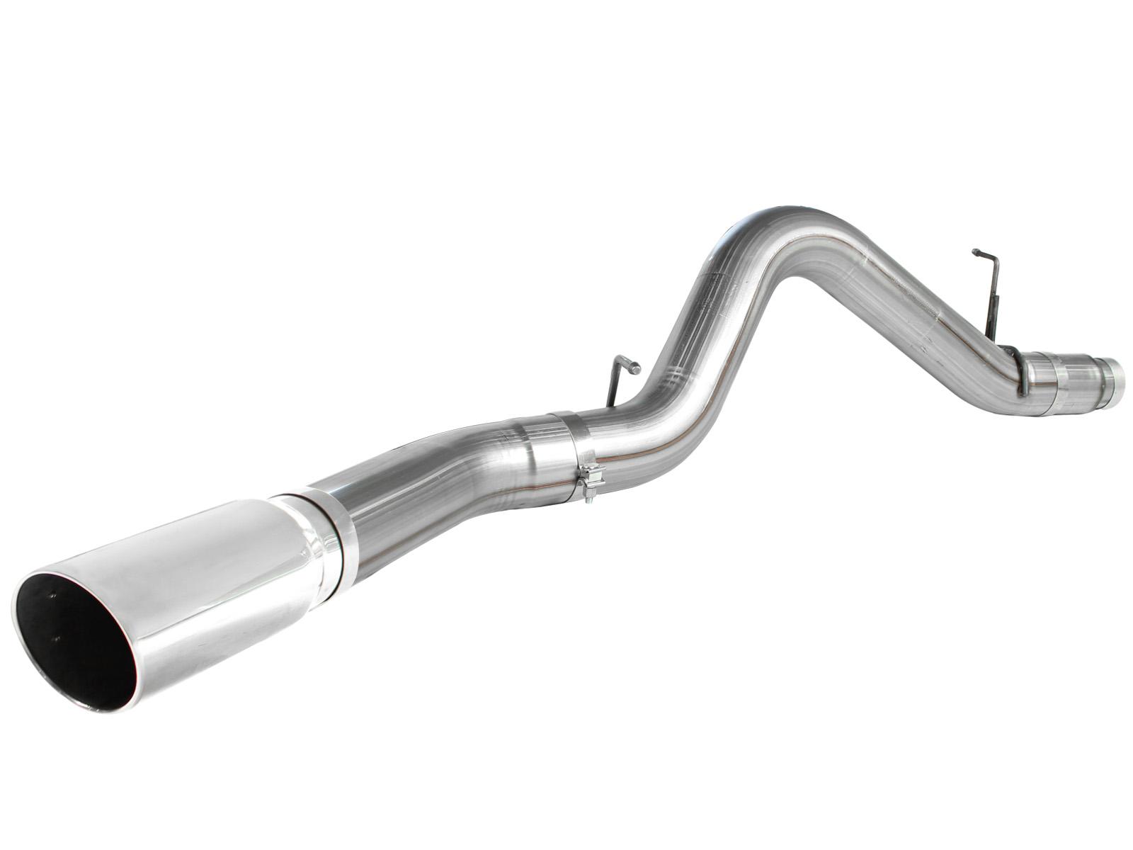 AFE Large Bore-HD 5 IN 409 Stainless Steel DPF-Back Exhaust System w/Polished Tip (2011-2016 Silverado 2500 HD, Silverado 3500 HD, Sierra 2500 HD, Sierra 3500 HD) - 49-44041-P