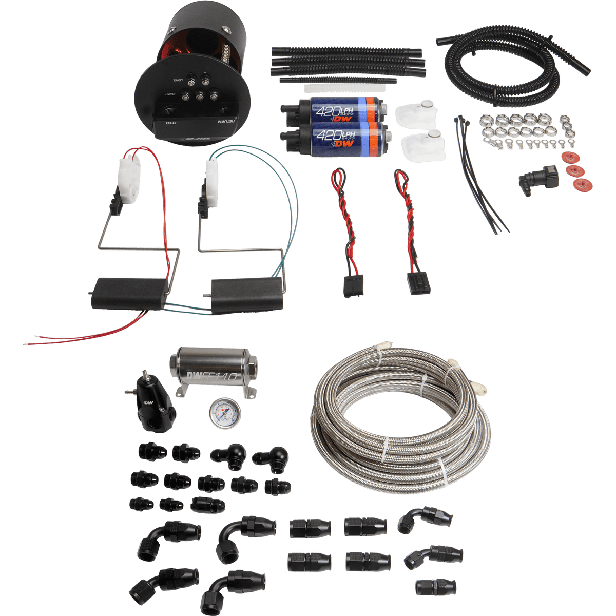 DeatschWerks 1992-2006 BMW 3-Series E36/E46 X2 Module + DW420 Pumps + PTFE Plumbing Kit - 9-421-629-7070