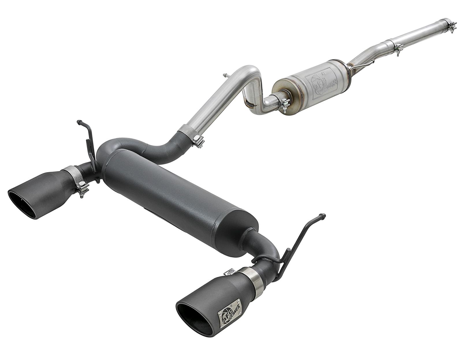 AFE Rebel Series 2-1/2 IN 409 Stainless Steel Cat-Back Exhaust System w/ Black Tips - 49-48062-B