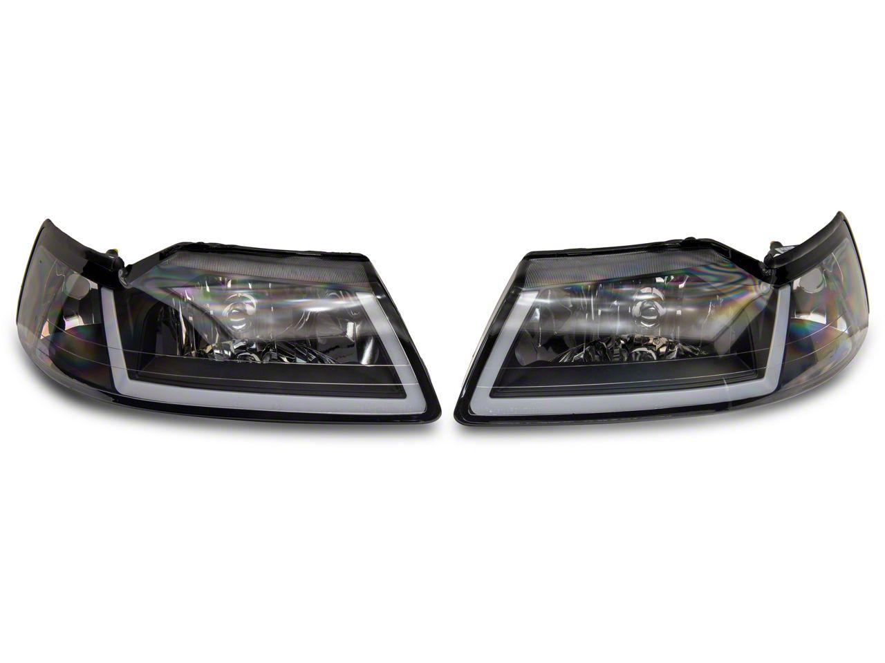 Raxiom Axial Series Headlights With Sequential Led Bar; Black Housing; Clear Lens (1999-2004 Mustang) - 422713