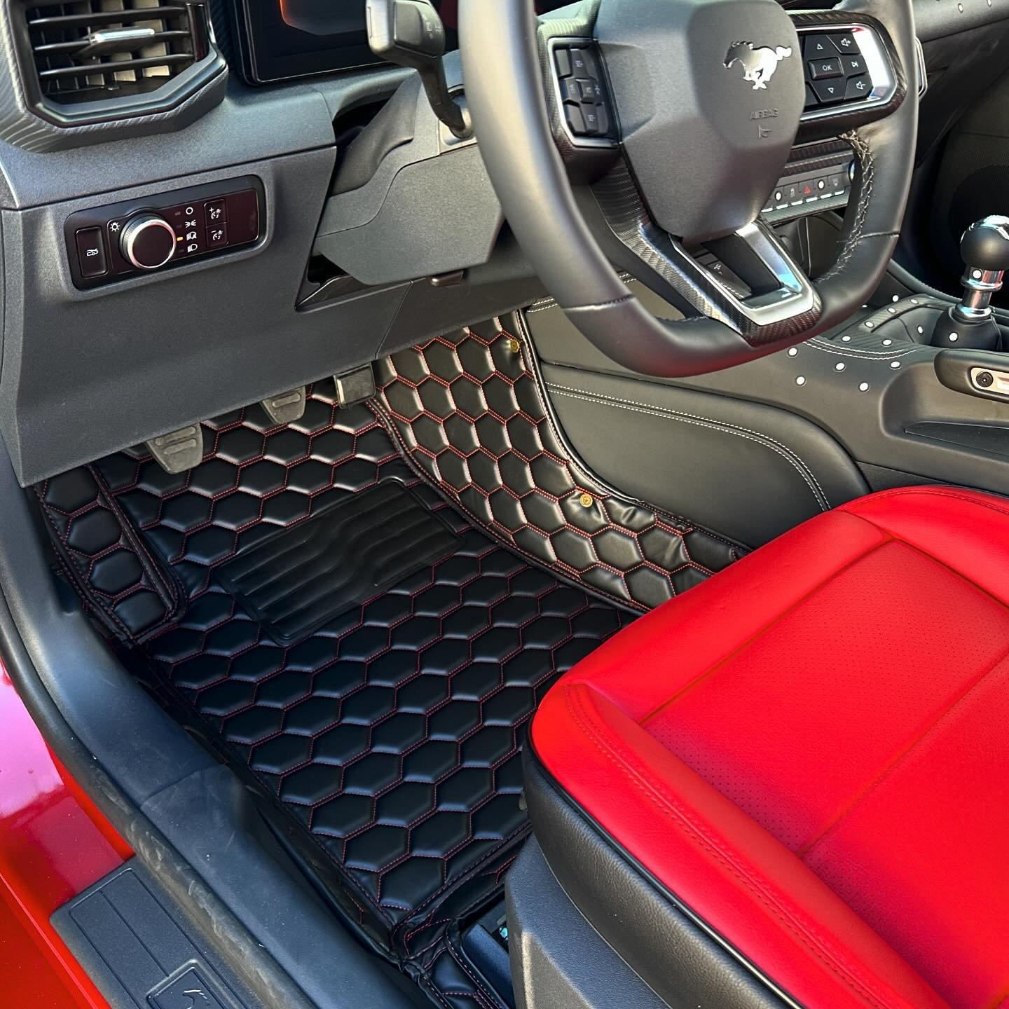 Kustom Interior Honeycomb Leather Floor Mat (2015-2023 Mustang)