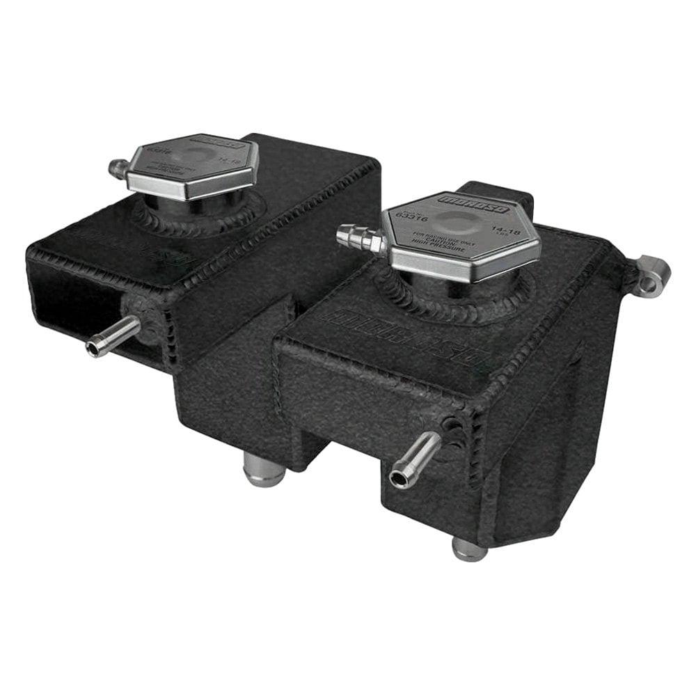 Moroso TANK, DUAL, COOLANT, INTERCOOLER, POLARIS RZR TURBO AND TURBO S 2016-UP, BLACK POWDER COAT - 43003