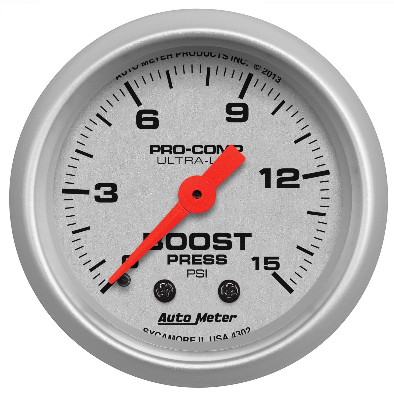 Auto Meter 2-1/16" BOOST, 0-15 PSI, ULTRA-LITE - 4302