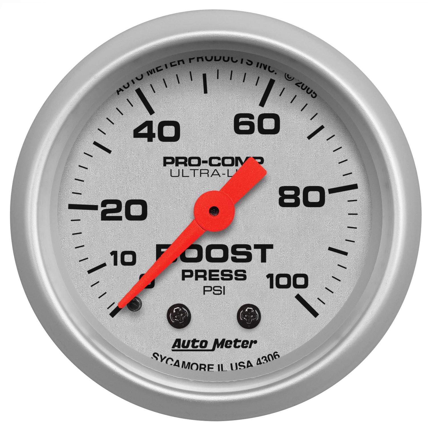 Auto Meter 2-1/16" BOOST, 0-100 PSI, ULTRA-LITE - 4306