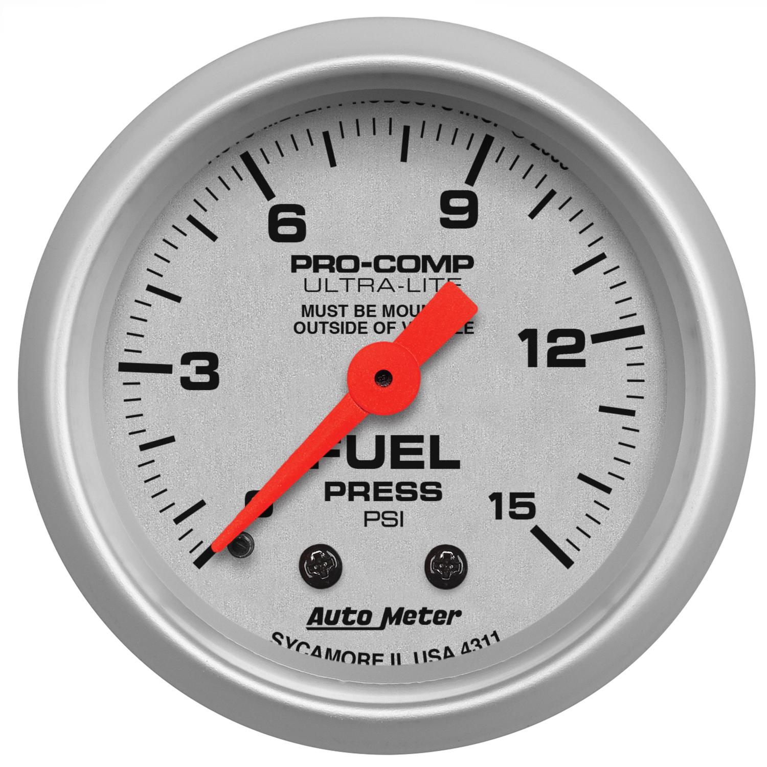 Auto Meter 2-1/16" FUEL PRESSURE, 0-15 PSI, ULTRA-LITE - 4311