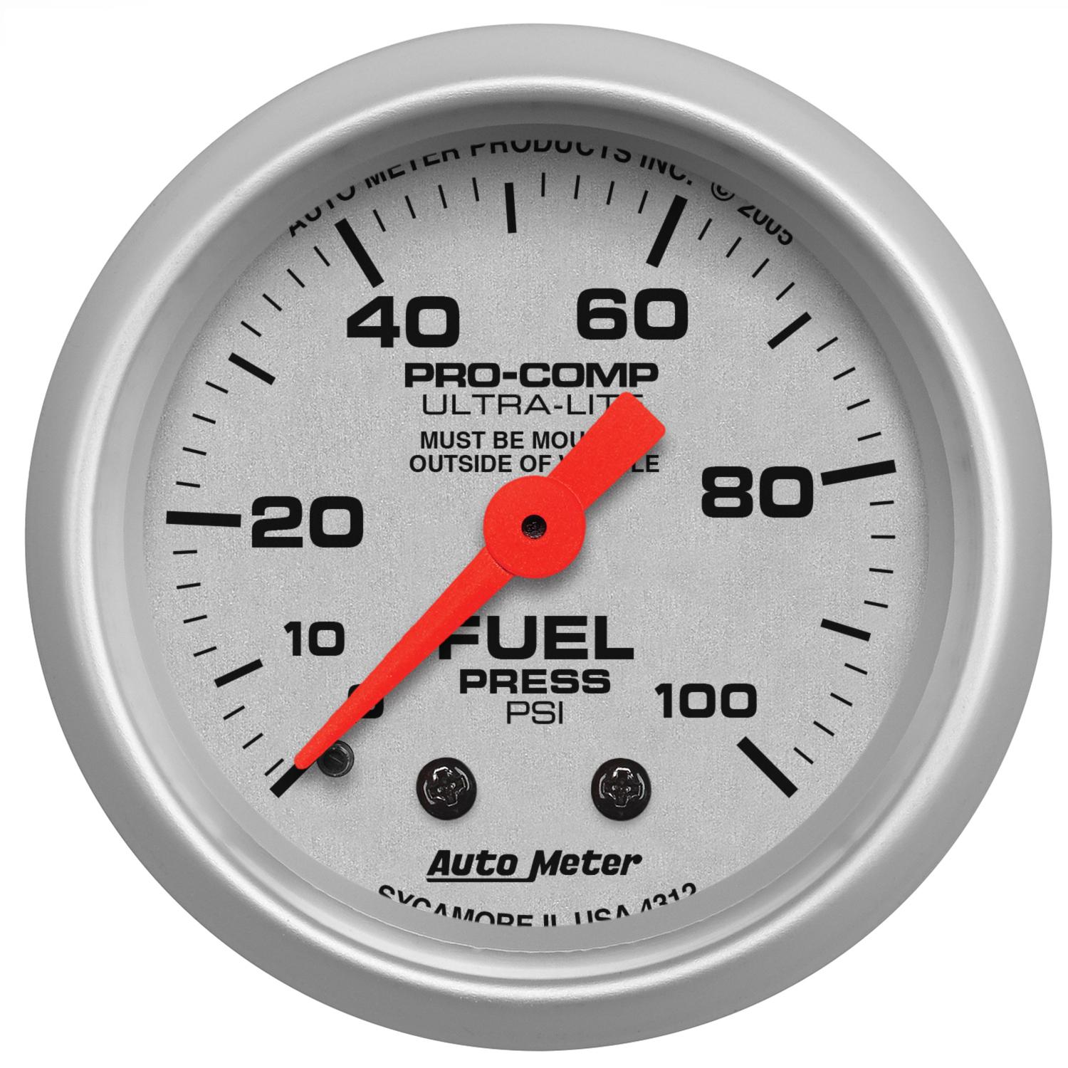 Auto Meter 2-1/16" FUEL PRESSURE, 0-100 PSI, ULTRA-LITE - 4312