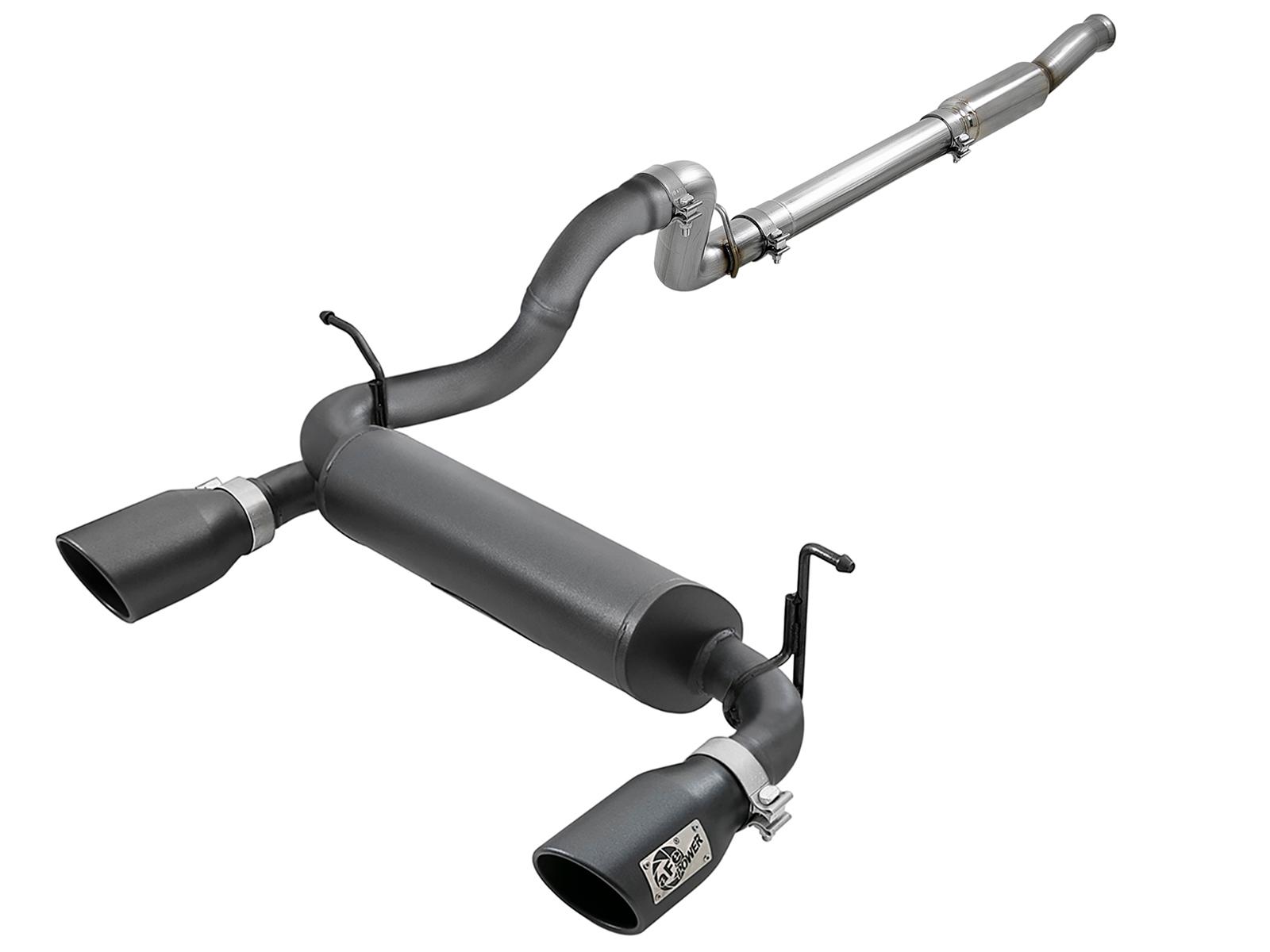 AFE Rebel Series Cat-Back Exhaust System w/ Black Tip (2018-2021 Wrangler) - 49-48096-B