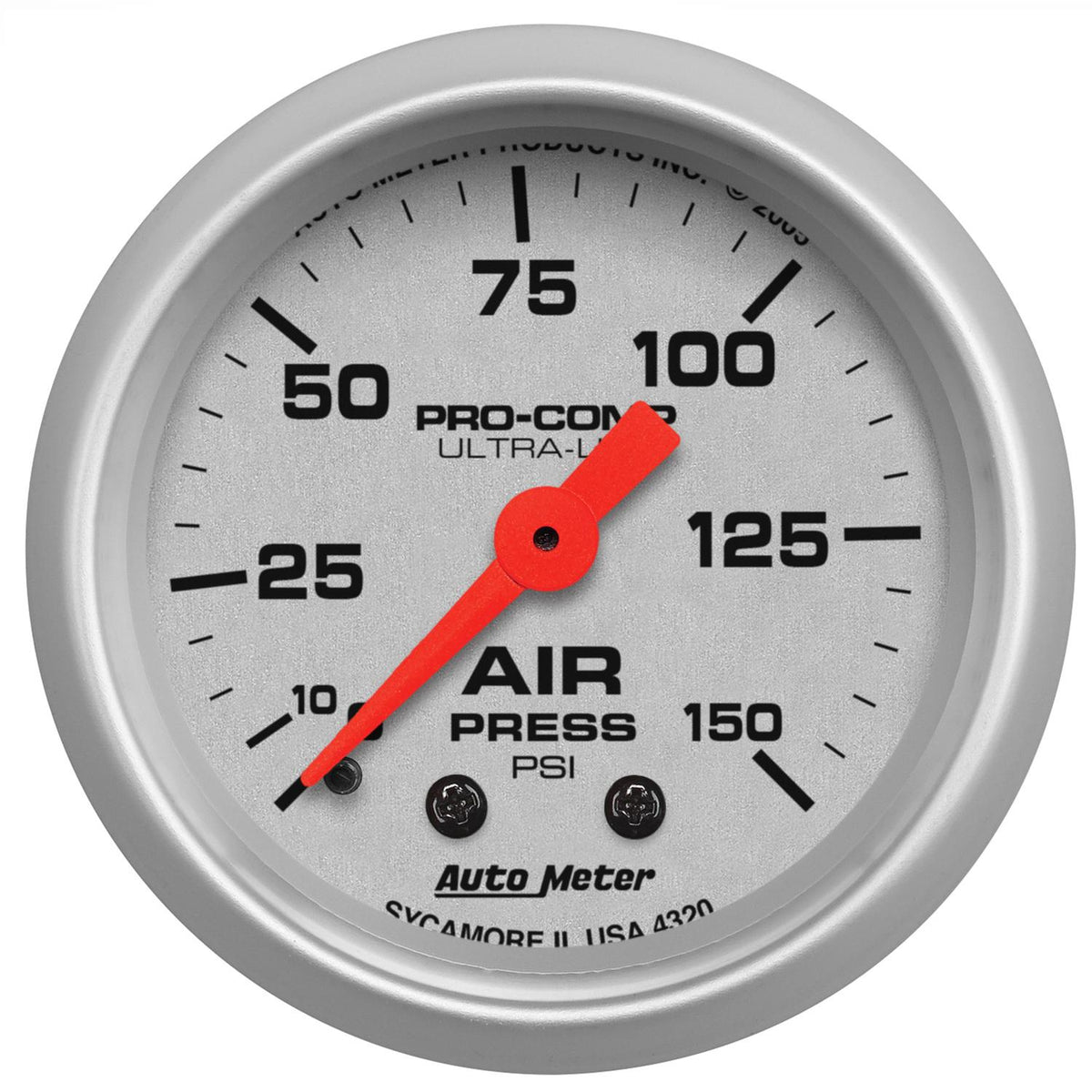 Auto Meter 2-1/16" AIR PRESSURE, 0-150 PSI, ULTRA-LITE - 4320