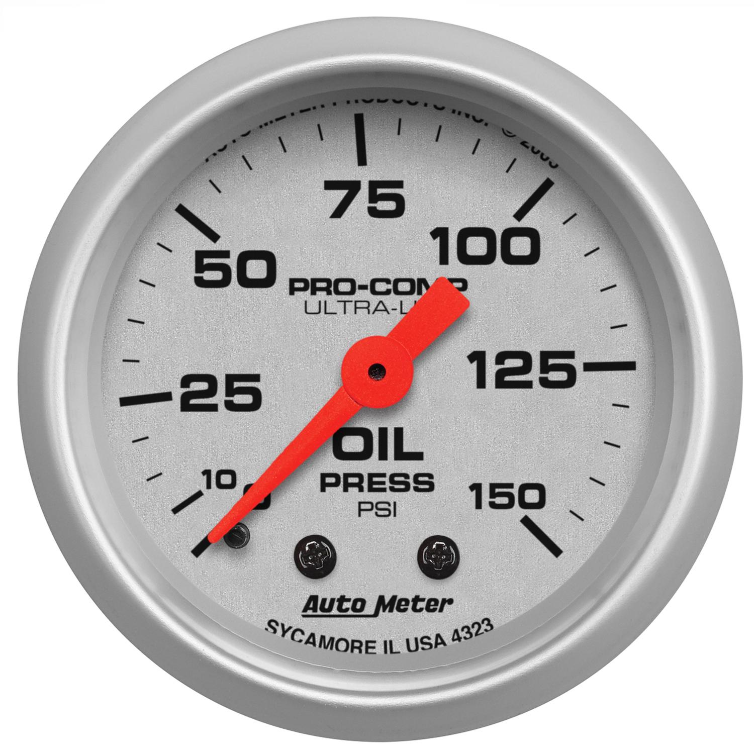 Auto Meter 2-1/16" OIL PRESSURE, 0-150 PSI, ULTRA-LITE - 4323