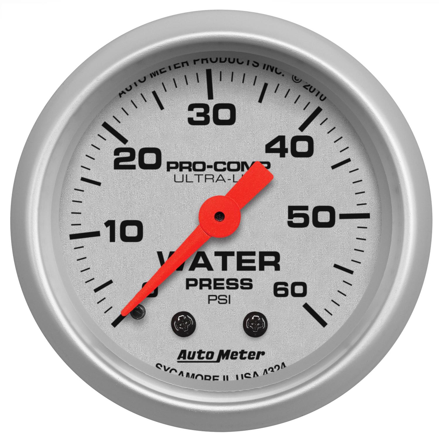 Auto Meter 2-1/16" WATER PRESSURE, 0-60 PSI, ULTRA-LITE - 4324