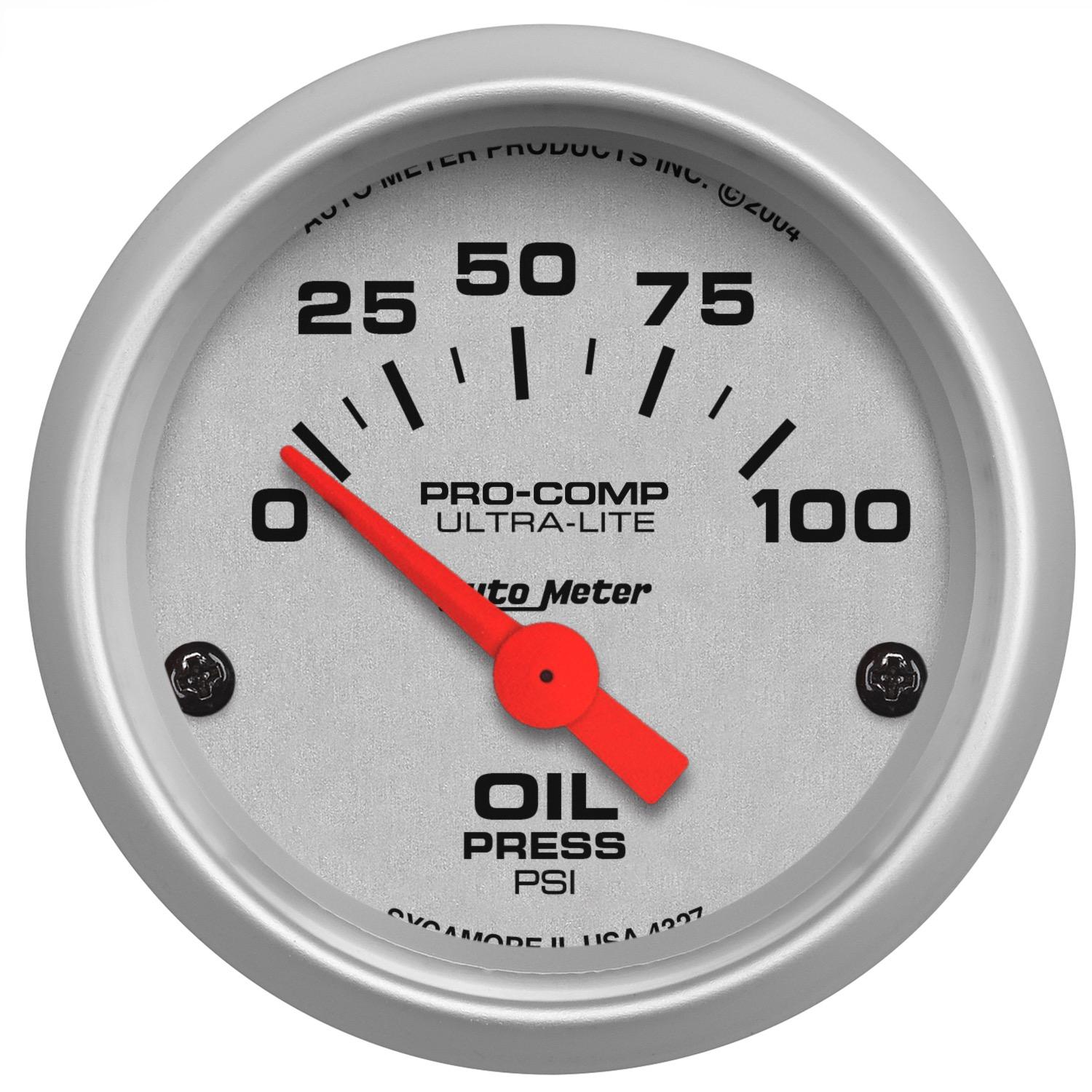 Auto Meter 2-1/16" OIL PRESSURE, 0-100 PSI, ULTRA-LITE - 4327