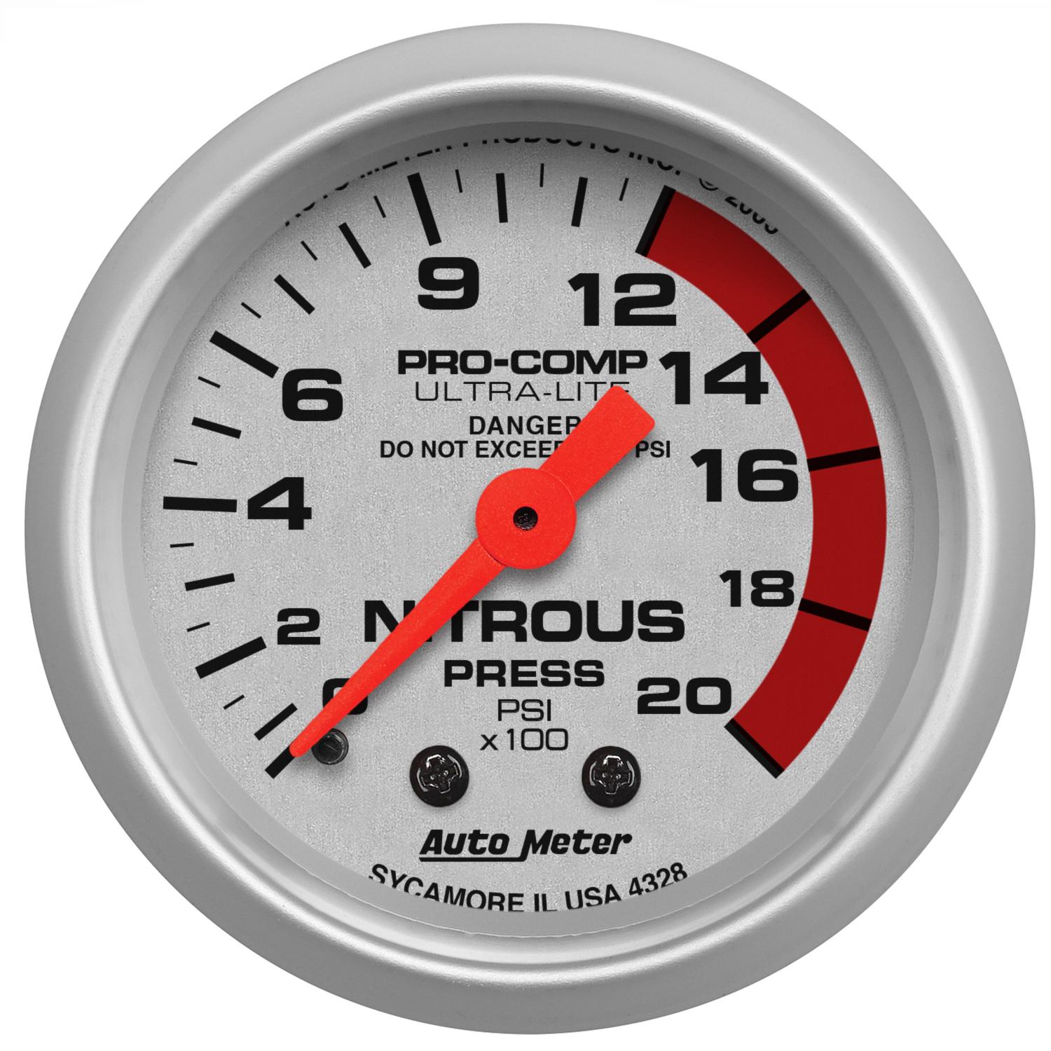 Auto Meter 2-1/16" NITROUS PRESSURE, 0-2000 PSI, ULTRA-LITE - 4328