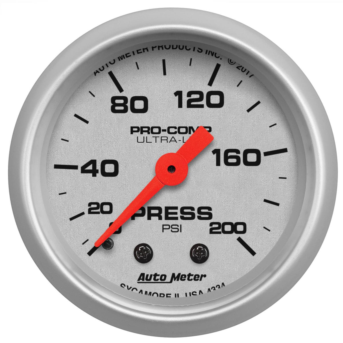 Auto Meter 2-1/16" PRESSURE, 0-200 PSI, ULTRA-LITE - 4334