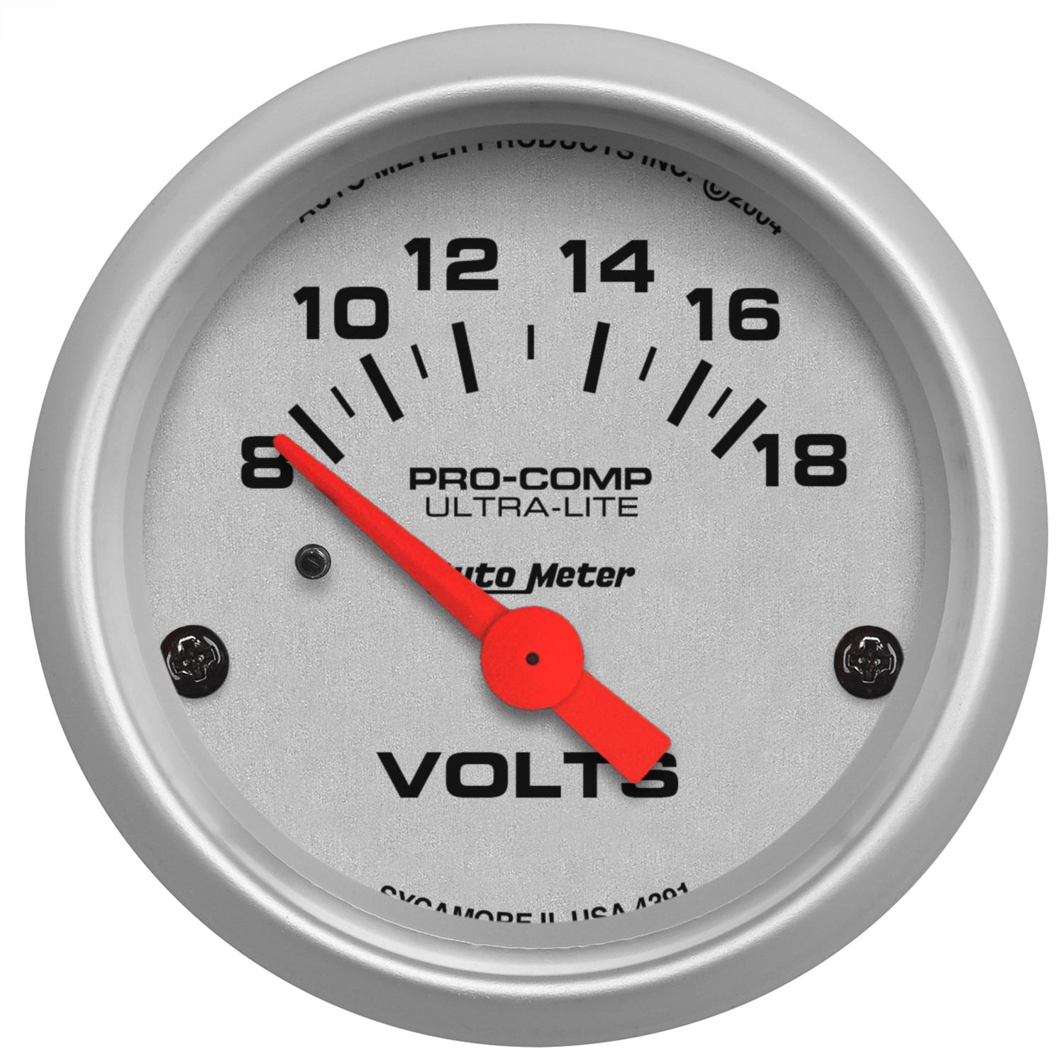 Auto Meter 2-1/16" VOLTMETER, 8-18V, ULTRA-LITE - 4391