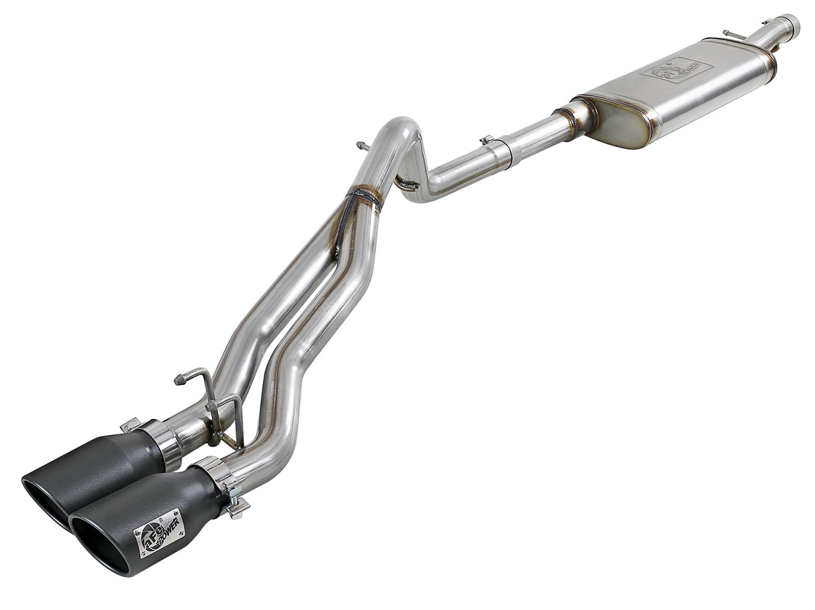 AFE Rebel Series 2-1/2 IN 409 Stainless Steel Cat-Back Exhaust System w/Black Tip (2007-2018 Wrangler JK, Wrangler, Wrangler) - 49-48054-B