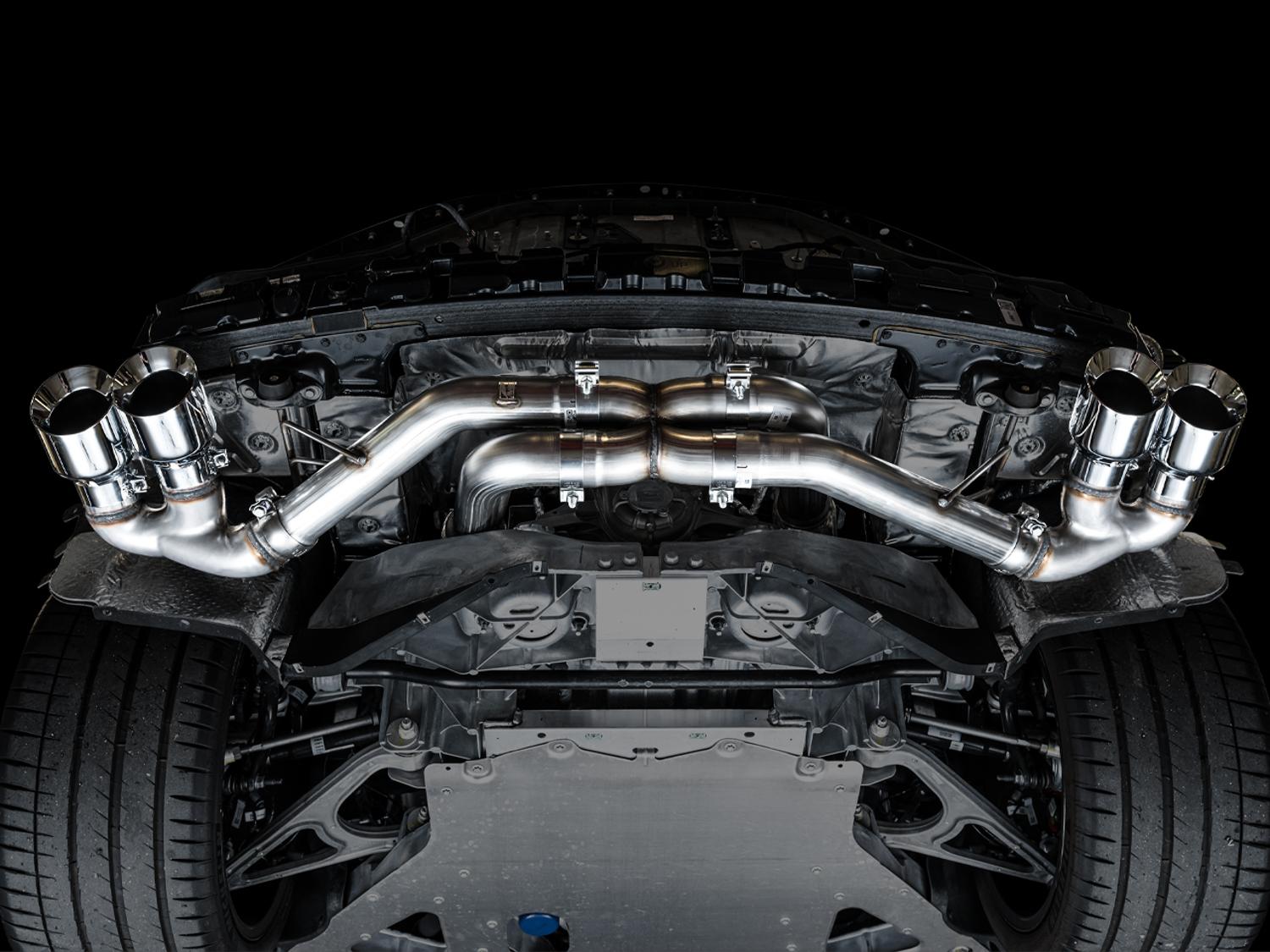 AWE Track Edition Exhaust - Quad Chrome Silver Tips (2020-2024 Corvette C8) - 3020-42080