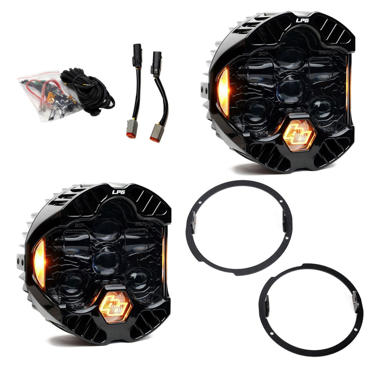 Baja Designs DOT LP6 LED Headlight Kit Jeep 2007-2018 Wrangler JK w/LED Headlights (Amber) - 44-8311