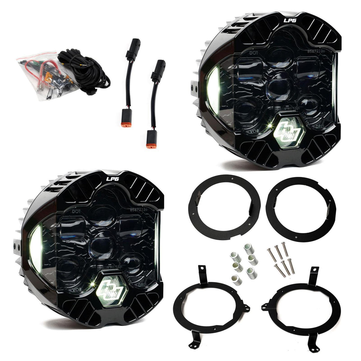 Baja Designs DOT LP6 LED Headlight Kit Jeep 2018-2025 Wrangler JL 2020-2025 Gladiator JT w/Halogen Headlights (White) - 44-8313