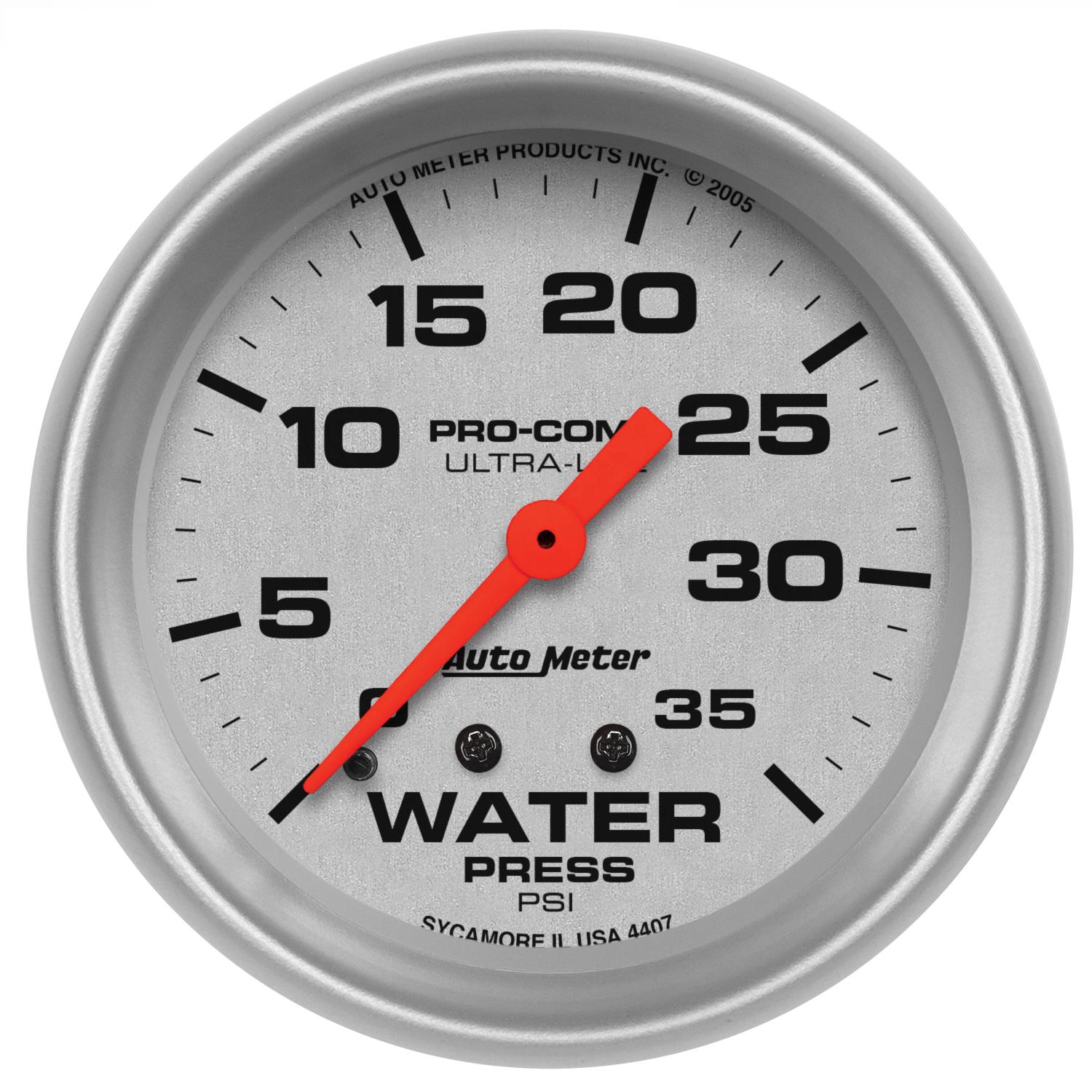 Auto Meter 2-5/8" WATER PRESSURE, 0-35 PSI, ULTRA-LITE - 4407