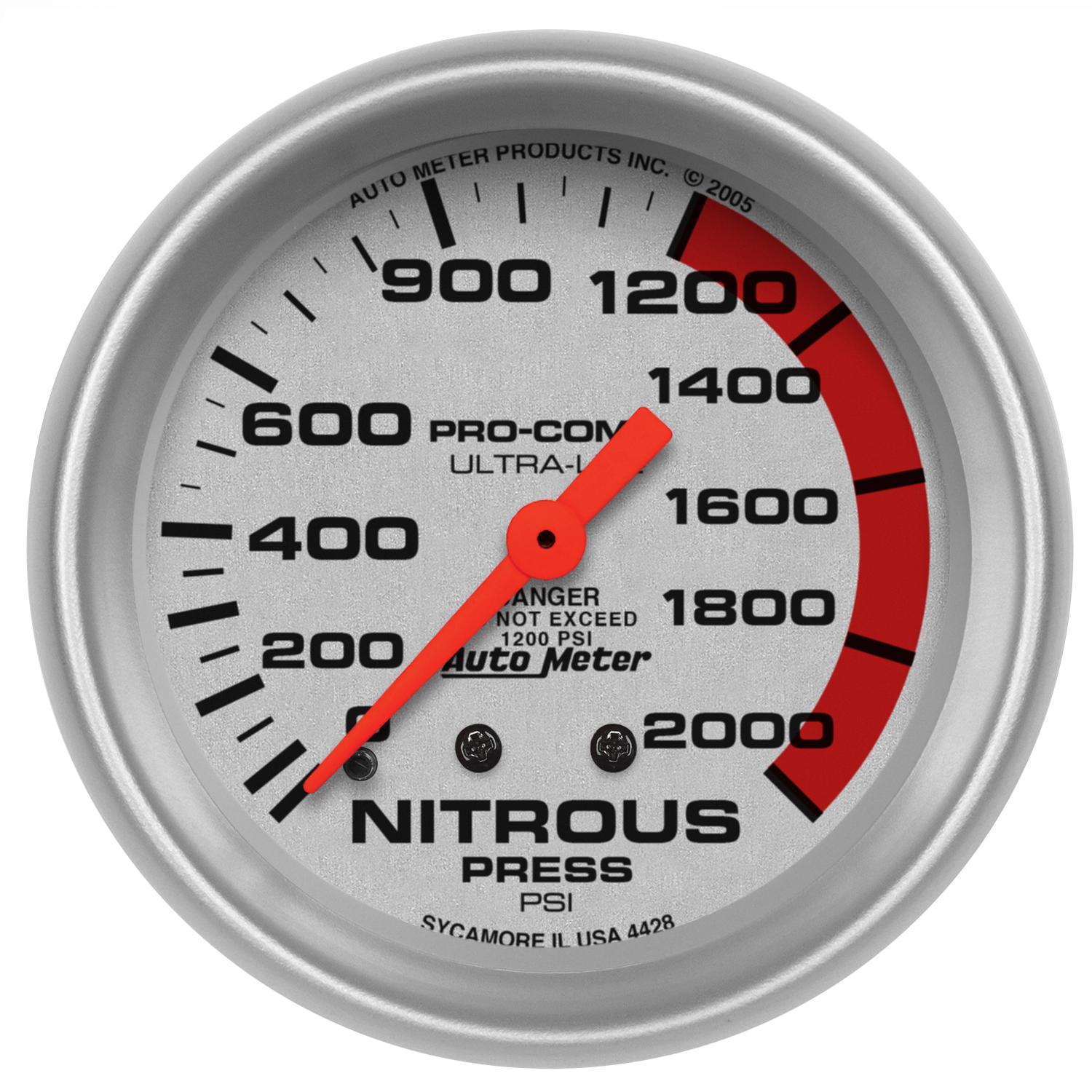 Auto Meter 2-5/8" NITROUS PRESSURE, 0-2000 PSI, ULTRA-LITE - 4428