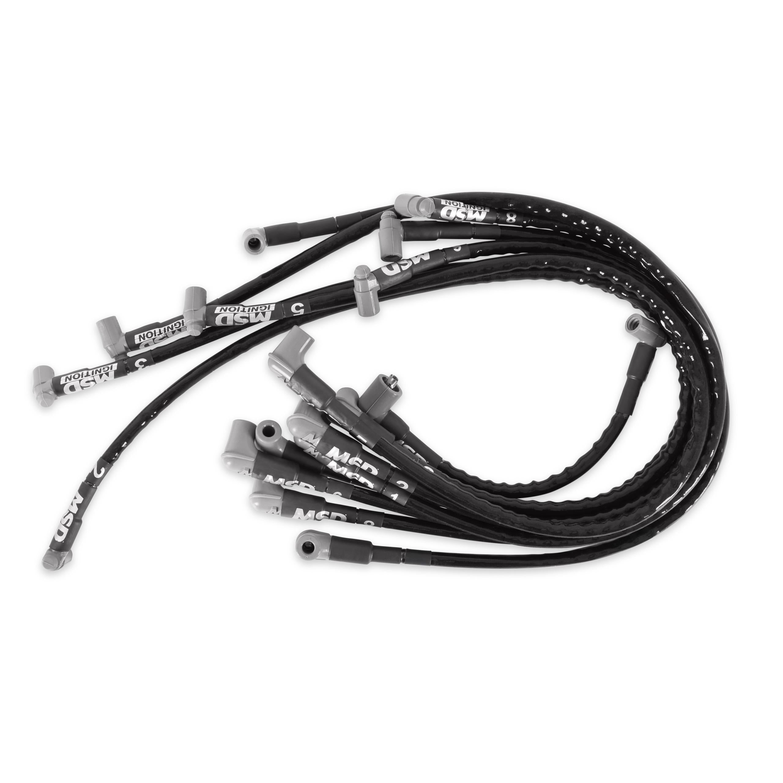 Sleeved Spark Plug Wires for SBC under exhaust, HEI.  - 35591