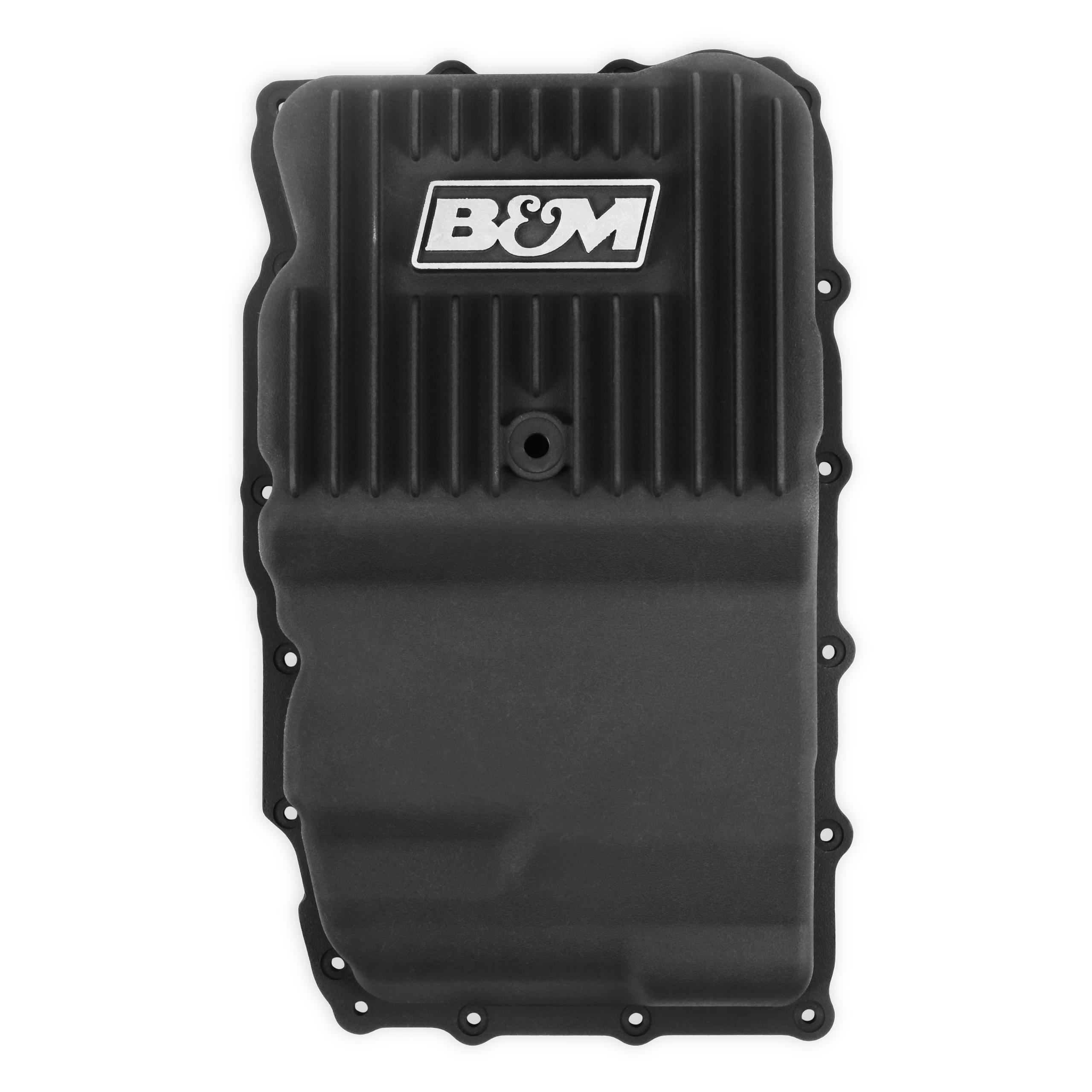 B&M Hi-Tek Heavy-Duty Deep Transmission Pan-GM 10L80- Aluminum-Black Anodized - 71401