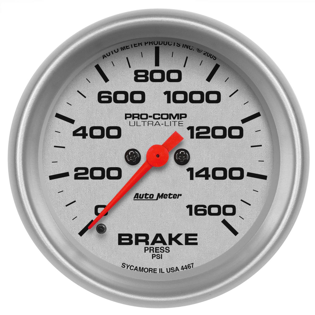 Auto Meter 2-5/8" BRAKE PRESSURE, 0-1600 PSI, ULTRA-LITE - 4467