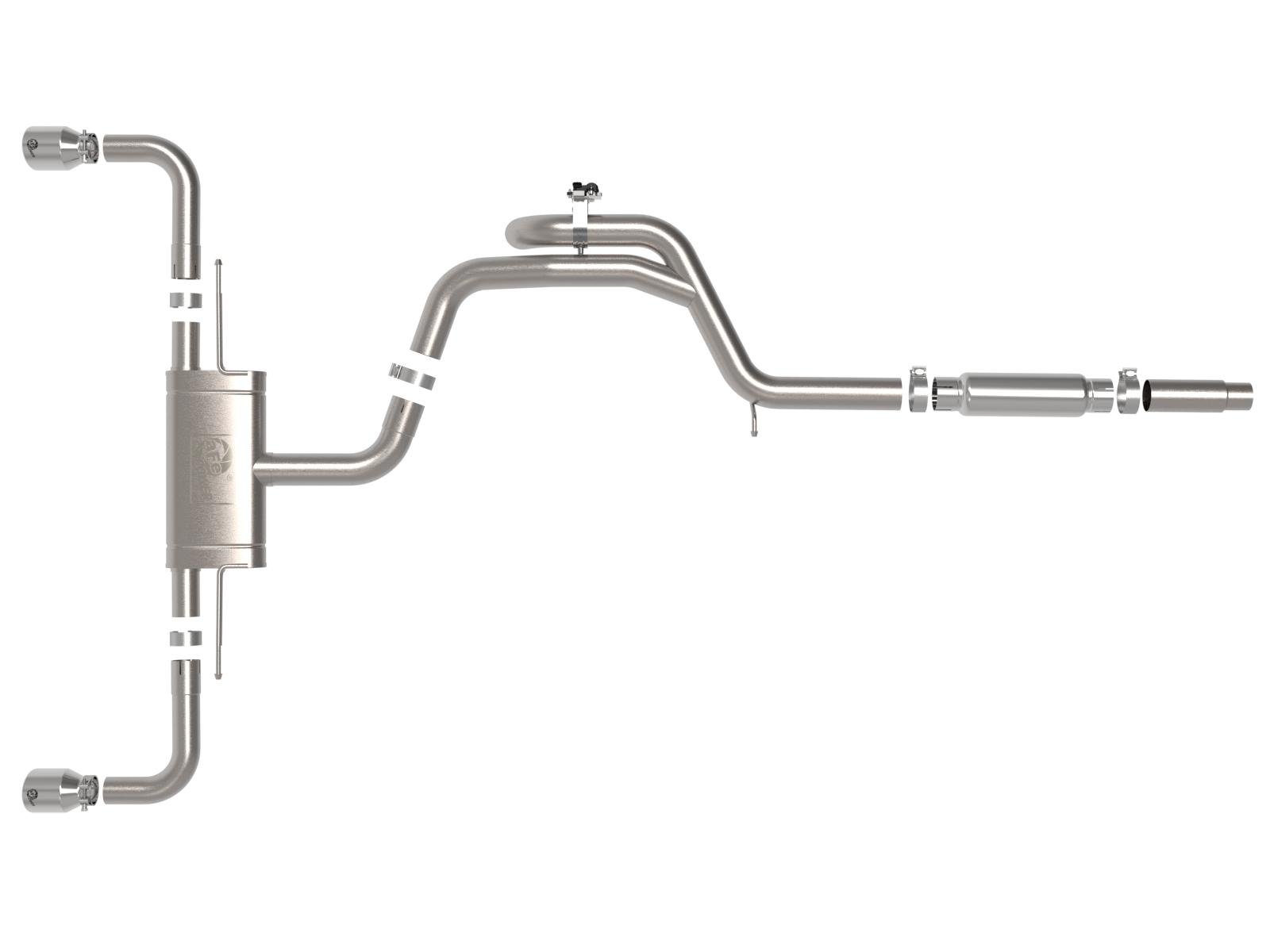 AFE Gemini XV 3 IN to 2-1/2 304 Stainless Steel Cat-Back Exhaust w/ Cut-Out Polished Volkswagen GTI (MKVIII) 22-23 L4-2.0L (t) - 49-36451-P
