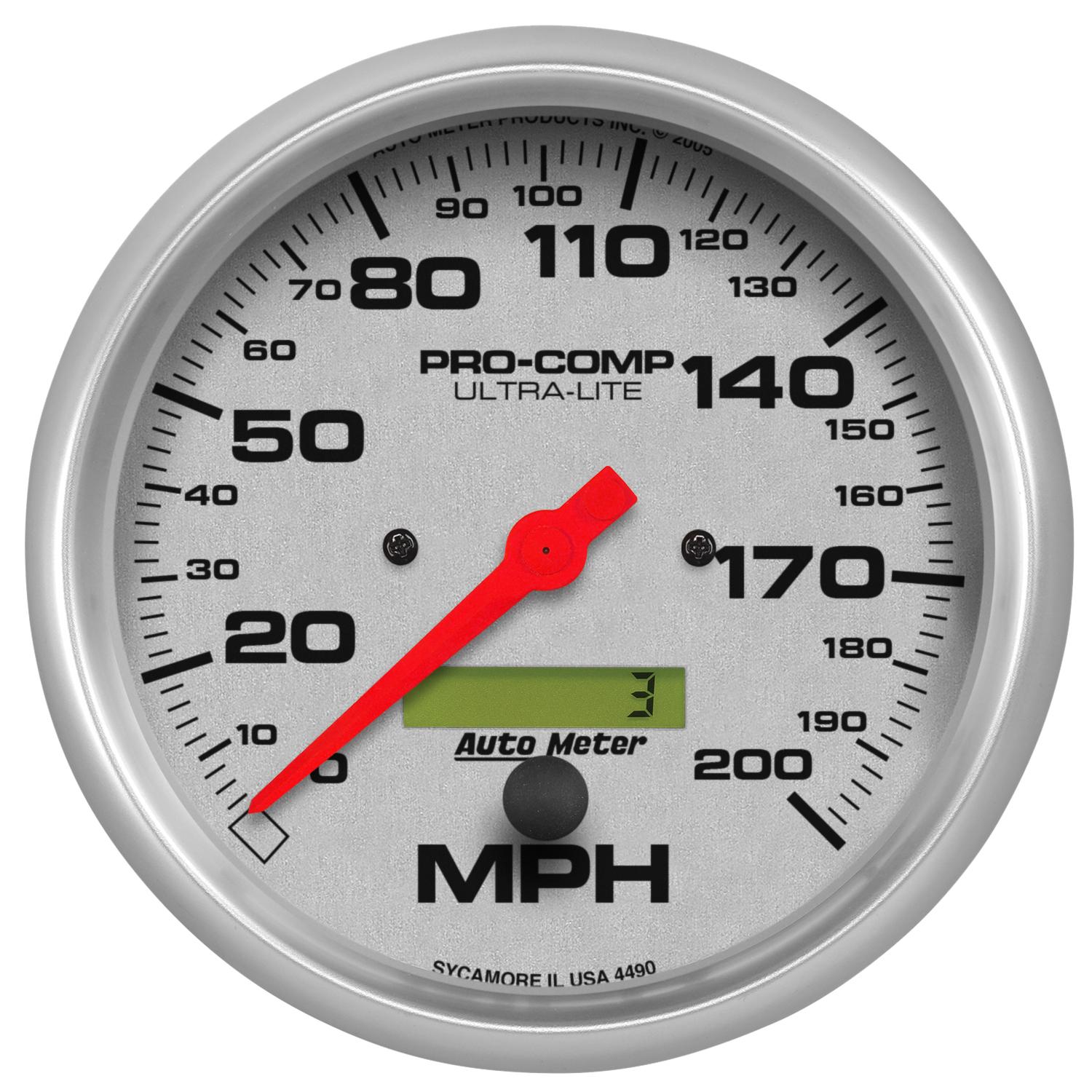 Auto Meter 5" SPEEDOMETER, 0-200 MPH, ULTRA-LITE - 4490