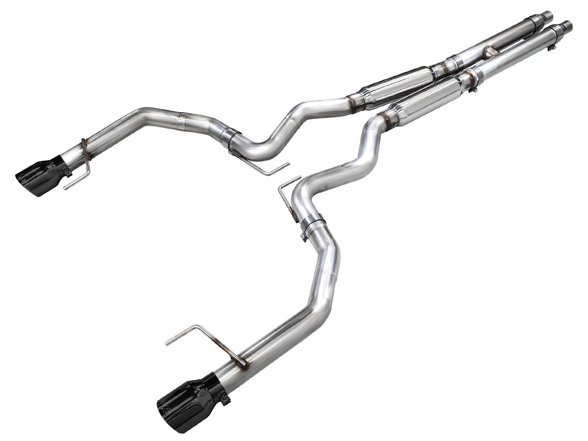 AWE Track Edition Catback Exhaust - Dual Diamond Black Tips (2024-2026 Mustang GT) - 3020-33650