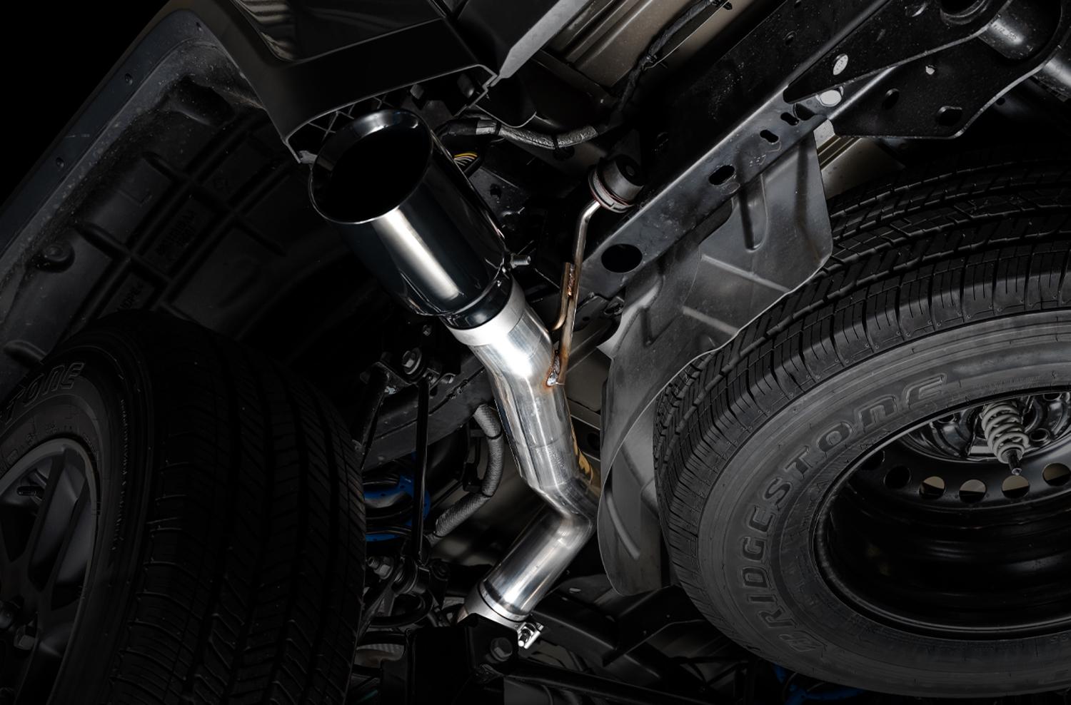 AWE Tread Edition Catback Single-Side Exhaust for Jeep JT 3.6L - Diamond Black Tip (2020-2021 Jeep Gladiator) - 3015-23103