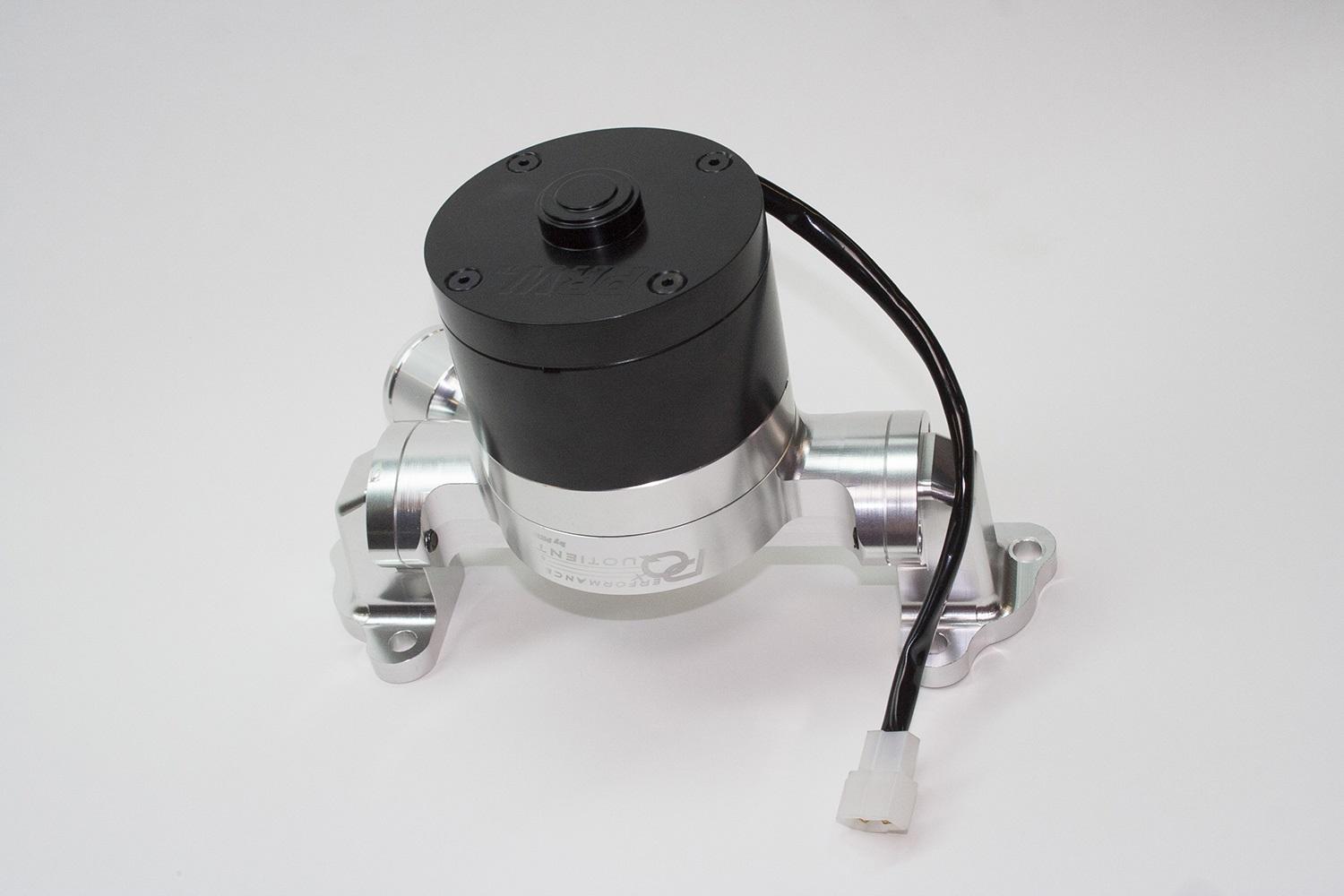 PRW Electric Water Pump, Billet Hv 55Gpm Series, Ford Sb 302-351W, Right Inlet, Polished Ca, Incl. Inlet With "O" Ring, Housing Cover Plate, Hardware & Pig Tail - 4530221