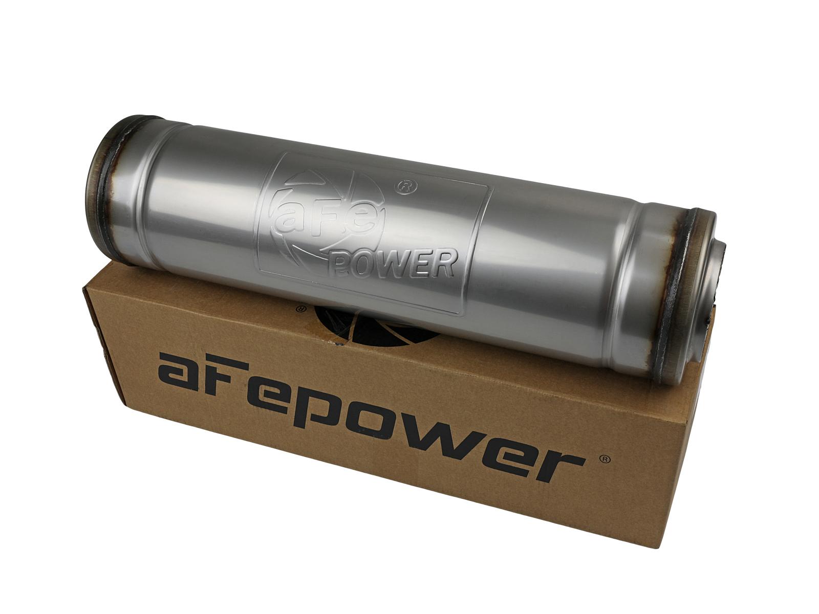 AFE MACH Force-Xp 304 Stainless Steel Muffler (3 IN ID Center/Center x 5 IN Dia. x 18 IN L - Round Body) - 49M30050