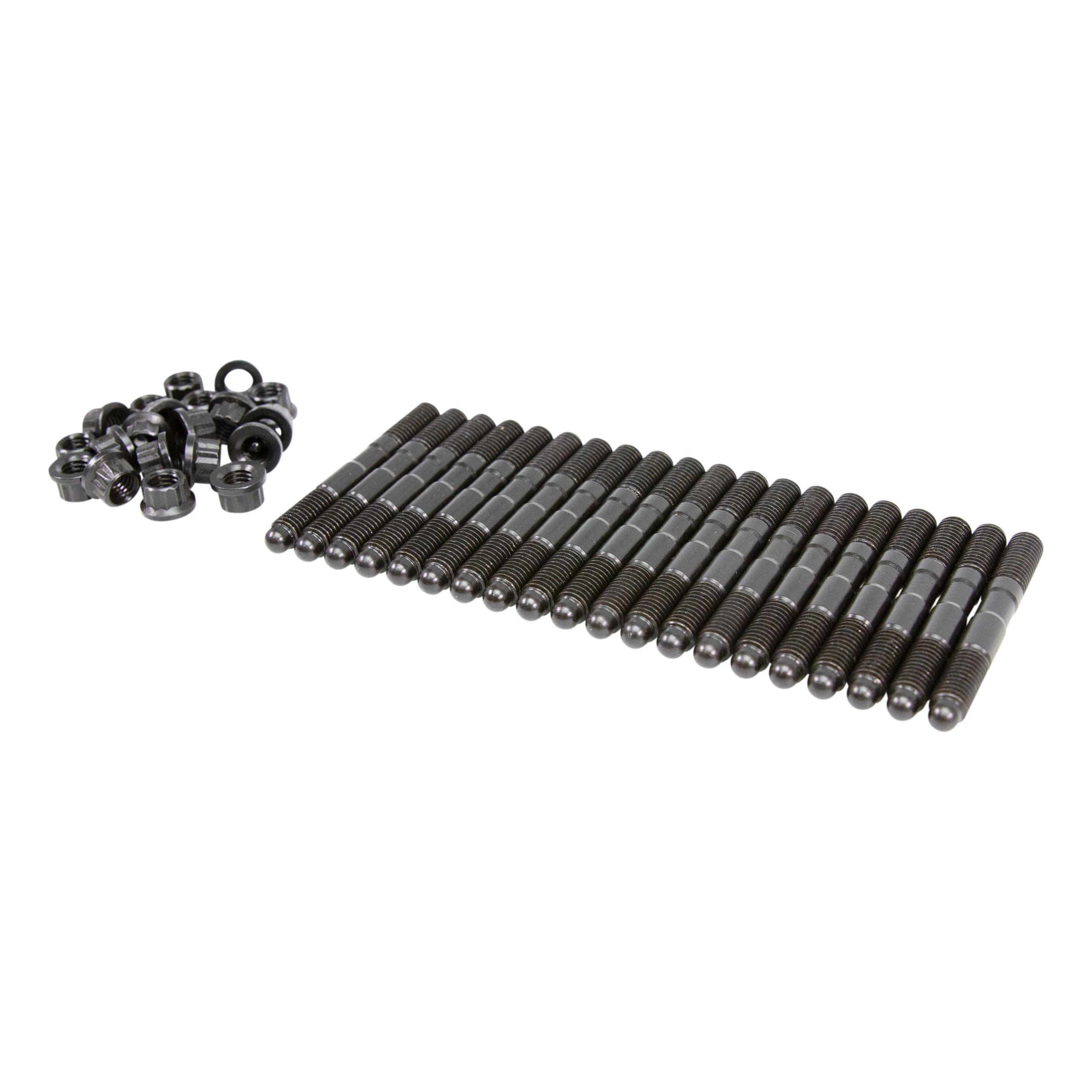 Comp Cams M8x1.25 threads on both sides. 67mm Overall Thread Length. 12 Point flange nuts - 4589-KIT