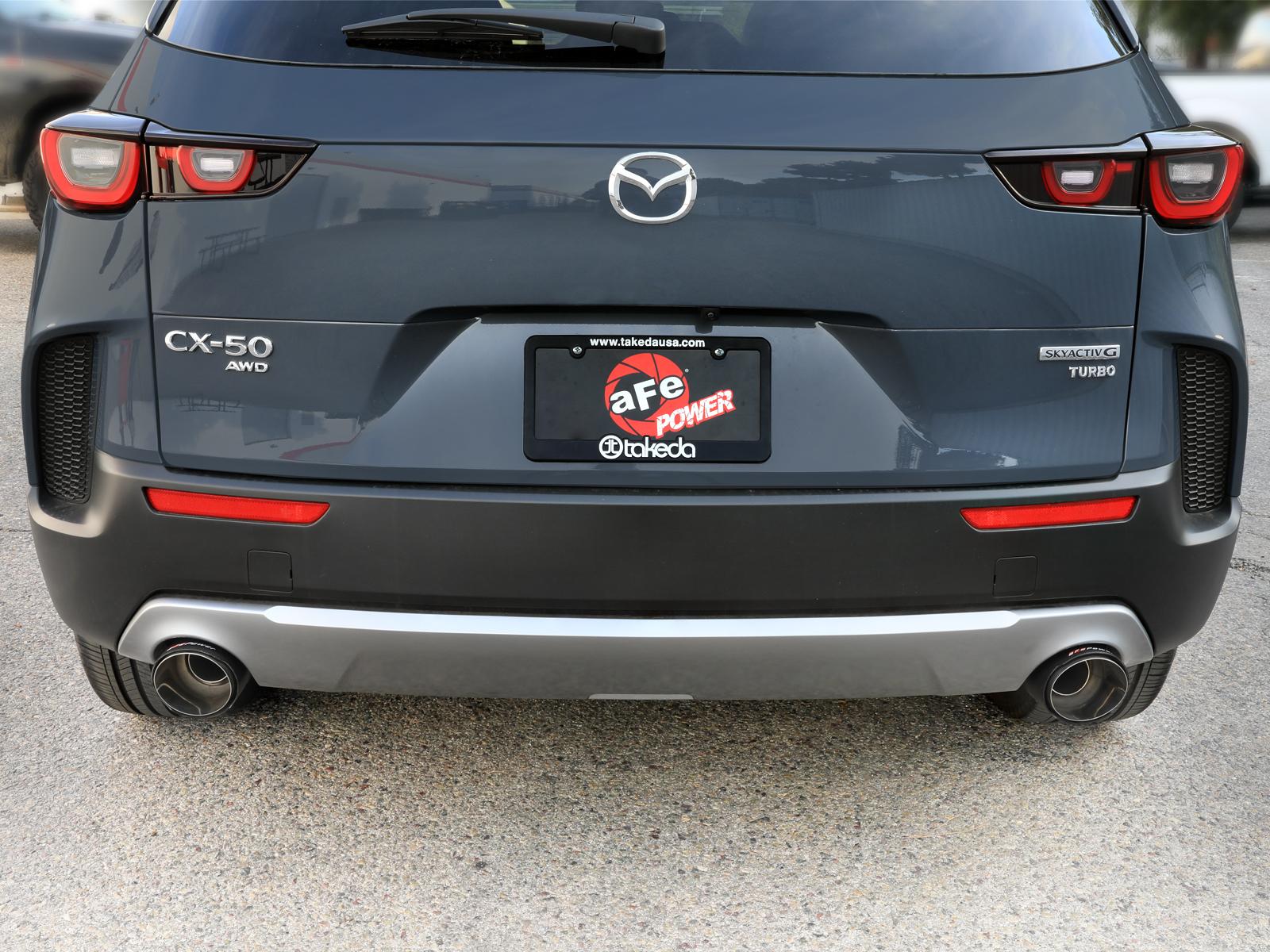 AFE Takeda 2-1/2 IN 304 Stainless Steel Axle-Back Exhaust w/ Carbon Fiber Tip (2023-2025 CX-50) - 49-37036-C