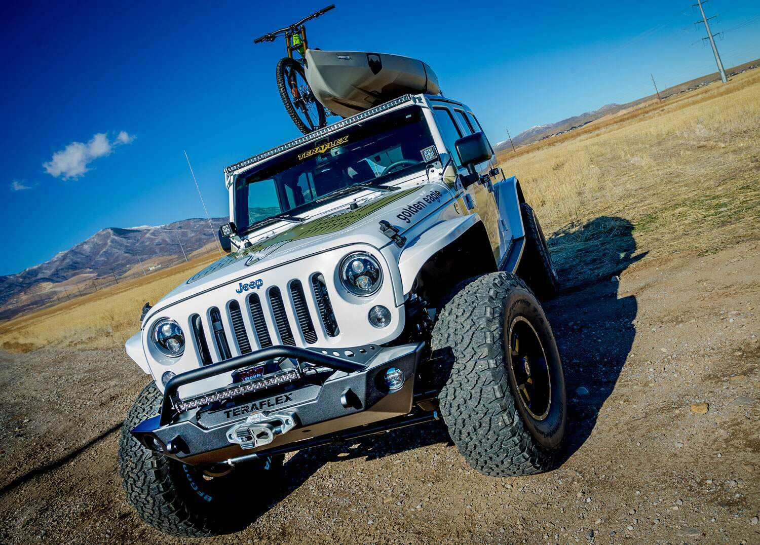 Teraflex 07-18 Wrangler JK RockGuard Epic Front Bumper w/ Hoop Offset Drum Winch - 4653130