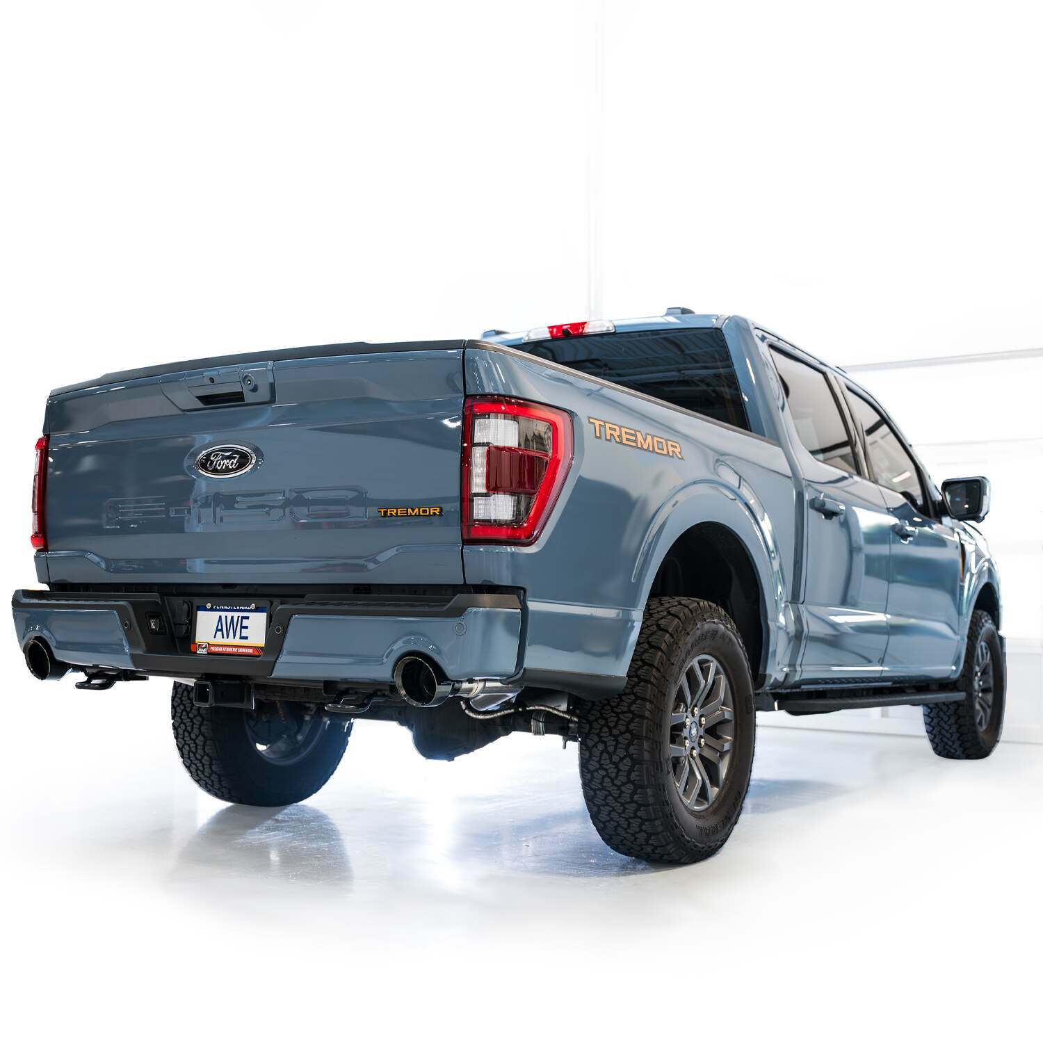 AWE 0FG Non-Resonated Catback (With Bumper Cutouts) - Diamond Black Tips (2021-2025 F-150 Tremor 3.5L / 5.0L) - 3020-33402