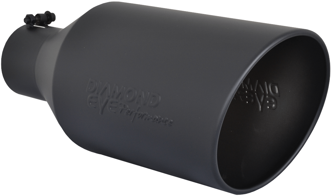 Diamond Eye Performance Exhaust Tip 4-7 Inch X 18 Inch Bolt on Rolled Angle Embossed Black Tail Pipe Tips Diamond Eye - 4718BRA-DEBK