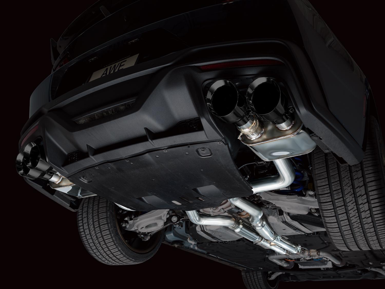 AWE SwitchPath Catback Exhaust - Quad Diamond Black Tips (2024-2026 Mustang Dark Horse) - 3025-43375