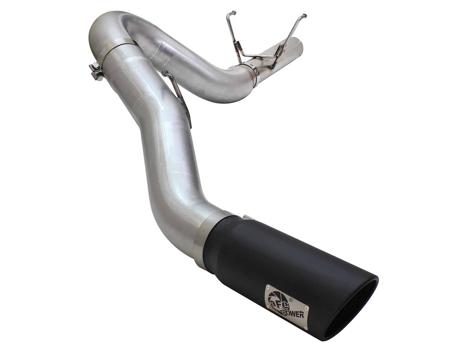 AFE Large Bore-HD 5 IN 409 Stainless Steel DPF-Back Exhaust System w/Black Tip (2013-2018 2500, 3500) - 49-42051-1B