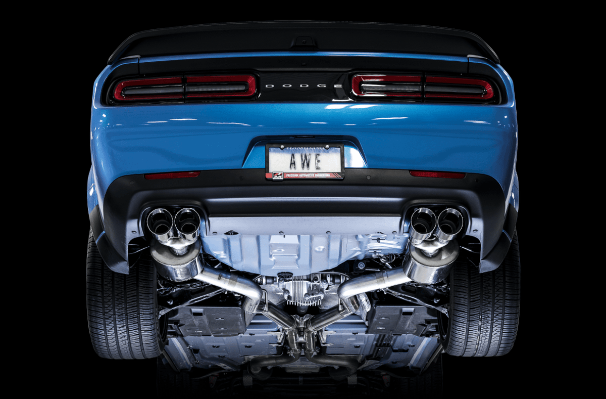 AWE Touring Edition Exhaust - Non-Resonated - Chrome Silver Quad Tips (2015-2020 Dodge Challenger 5.7L) - 3020-42076