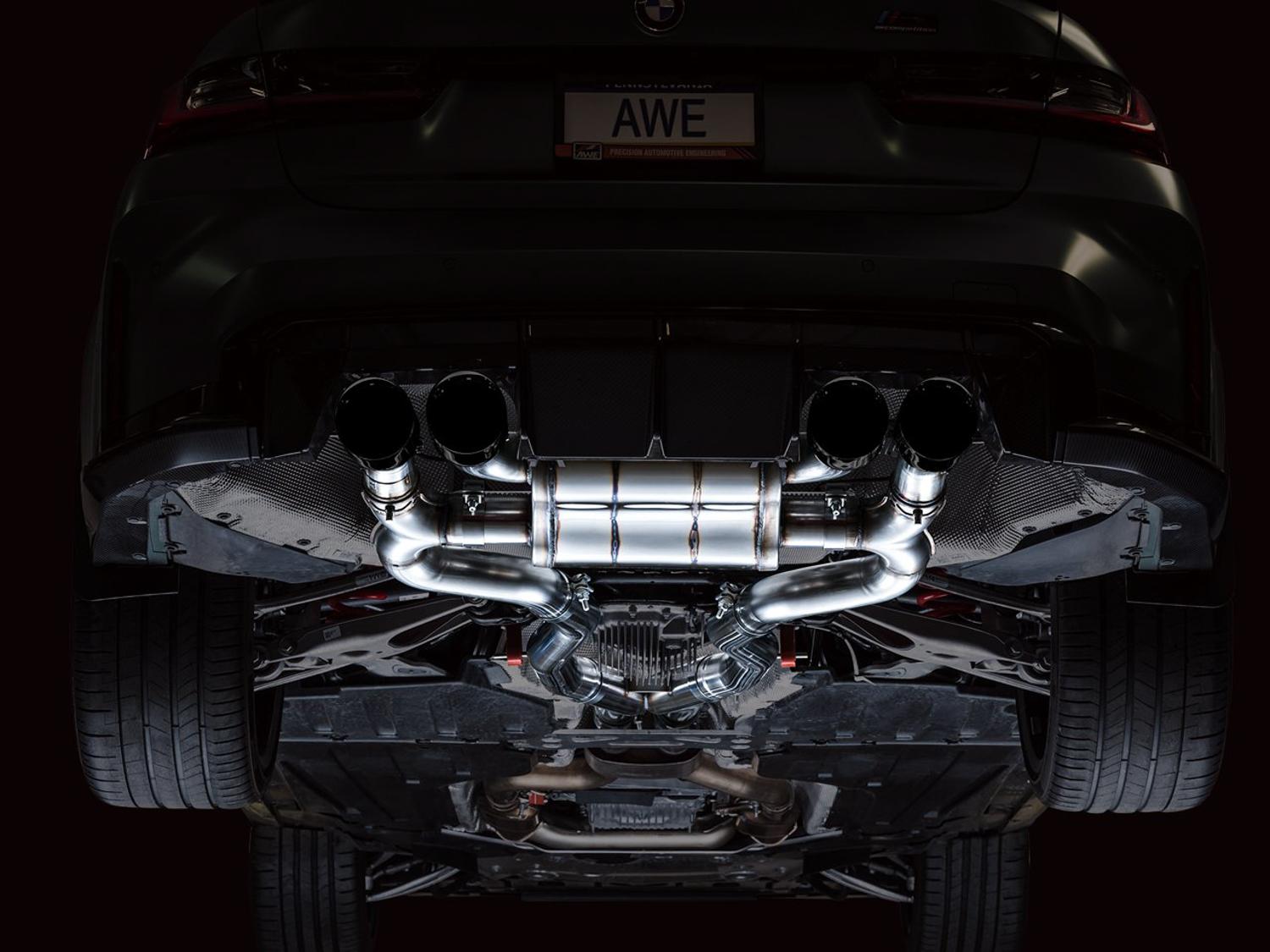 AWE SwitchPath  Catback Exhaust - Diamond Black Tips  (2021+ BMW G8X M3 / M4) - 3025-42480