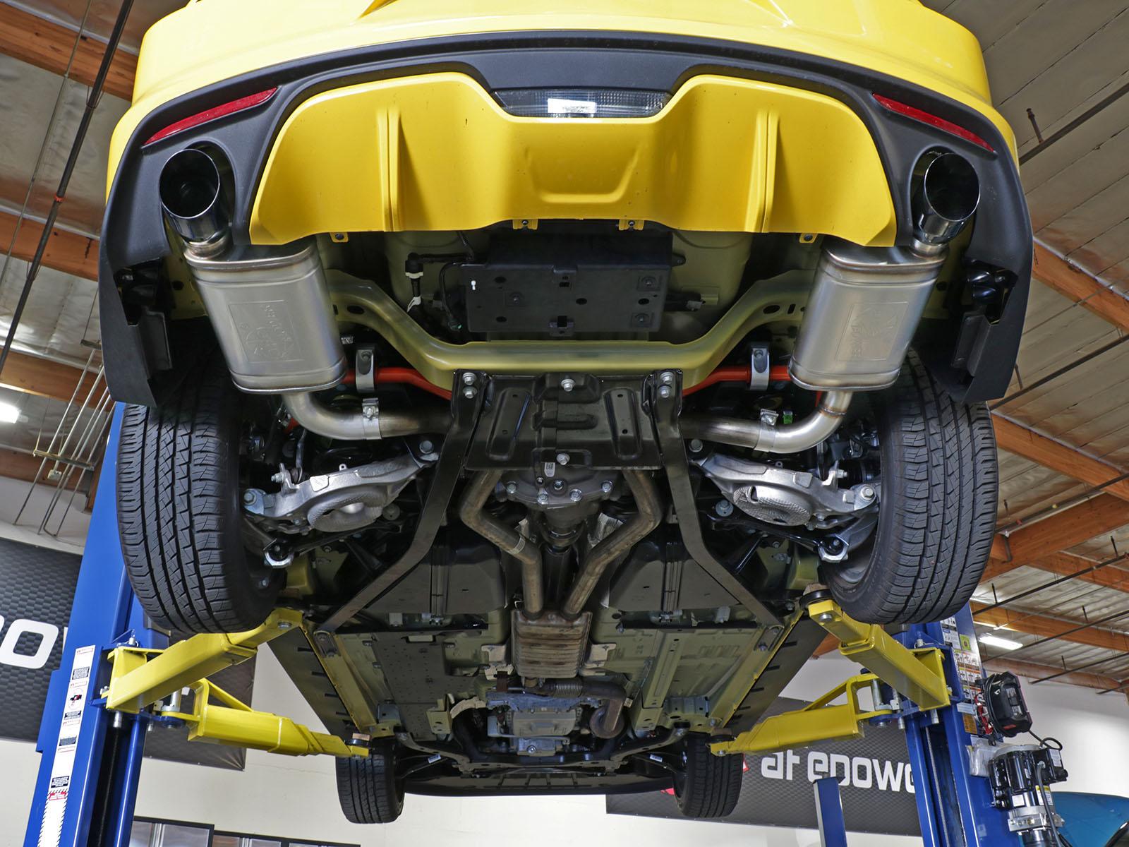 AFE MACH Force-Xp Axle-Back Exhaust System w/ Black Tips (2015-2026 Mustang Ecoboost Non Active / V6) - 49-43085-B