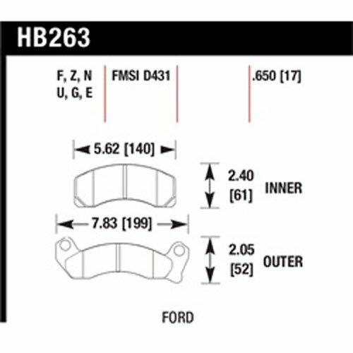 Hawk Street Brake Pads (1987-1988 Cougar,1987-1988 Thunderbird,1987-1993 Mustang) - HB263B.650